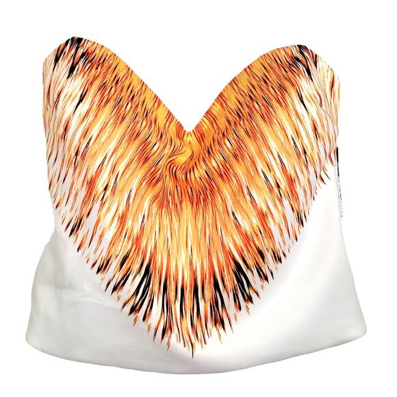 GUESS Sonya Strapless Setting Sun Printed White Bustier Top Women Sz XL - Picture 2 of 7